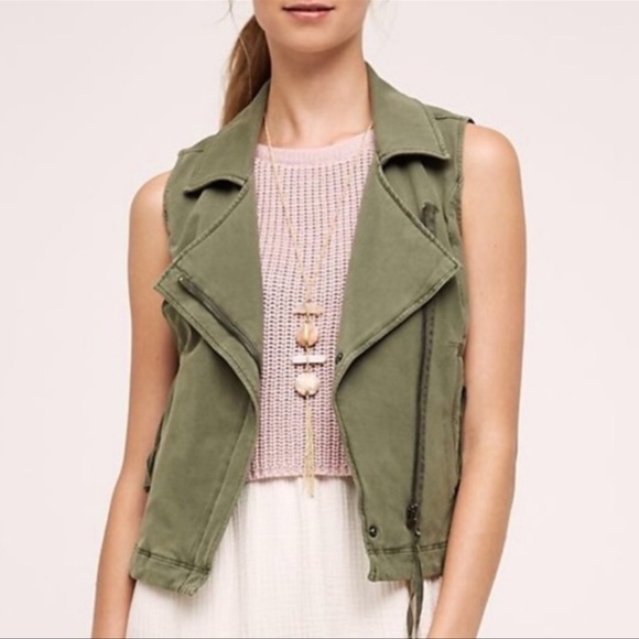 marrakech Jackets & Blazers - Marrakech Anthro Moto Green Vest